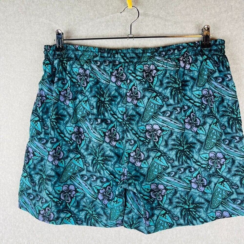 Croft & Barrow Mens Sz Medium Vintage Swim Trunks Lined Pockets Green Floral - Picture 8 of 8
